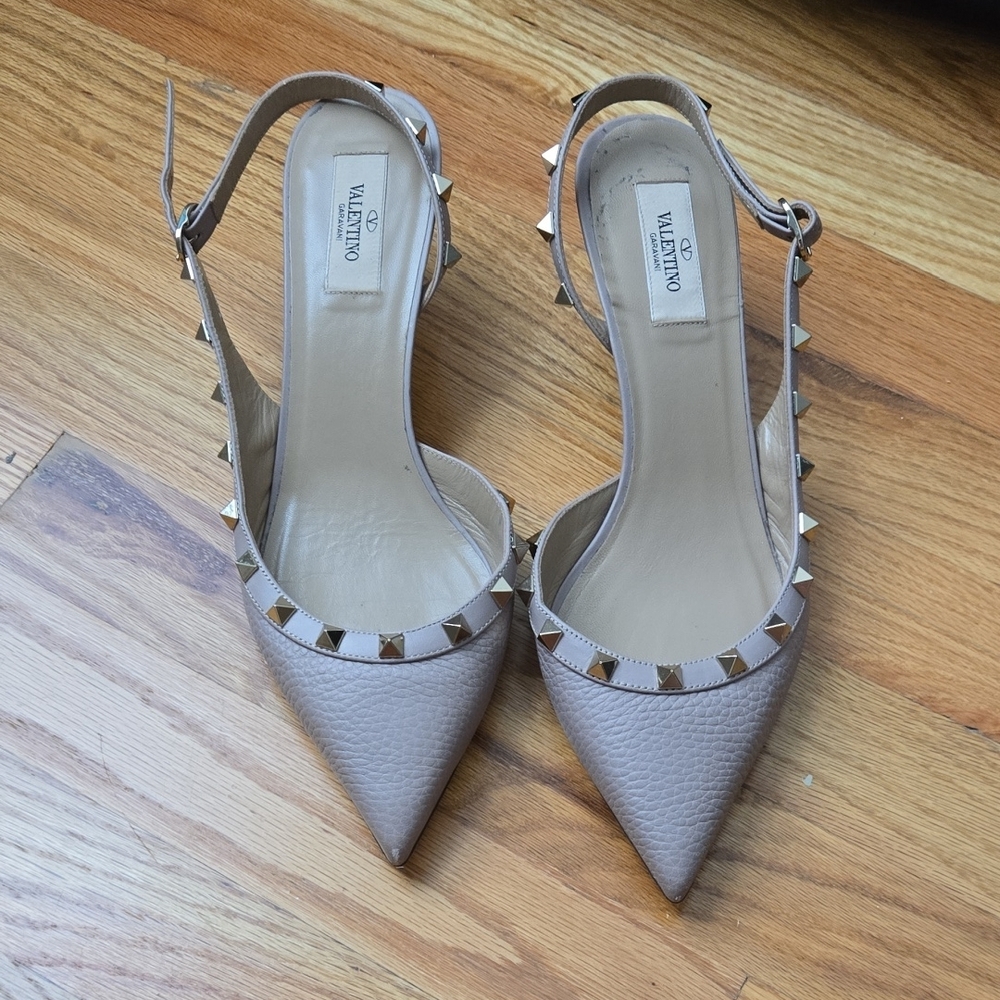 Valentino Tan Studded Heels